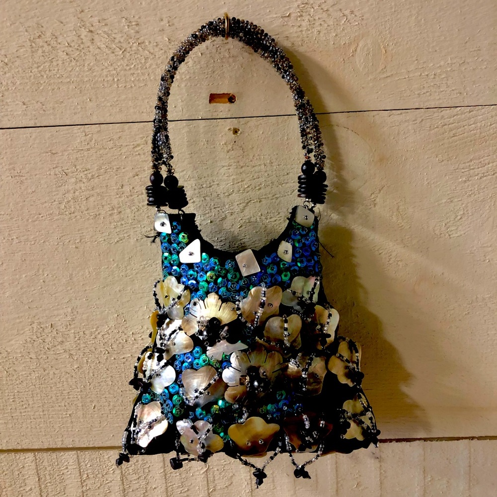 Festive Tiny Bag Abalone Shells Iridescent Beads … - image 2
